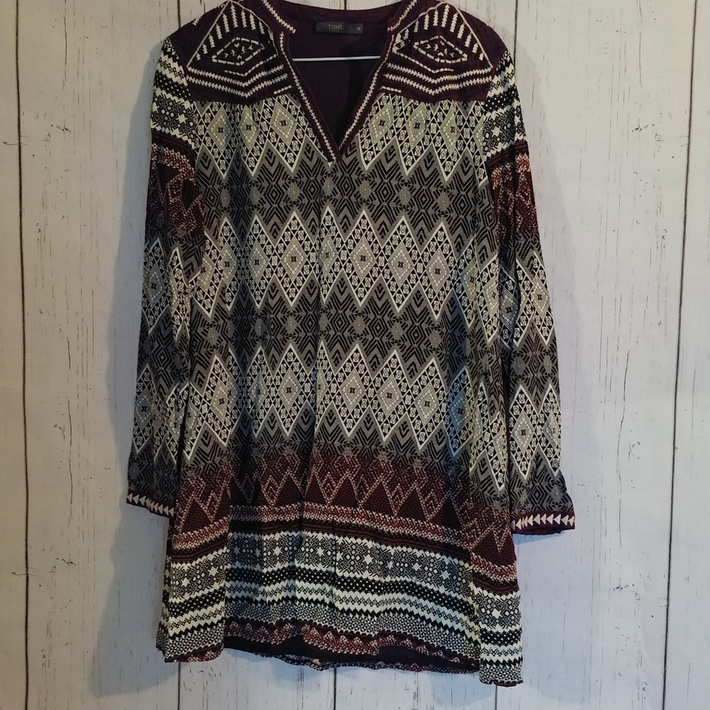 THML Fall Design Embroidered Long Sleeve Dress